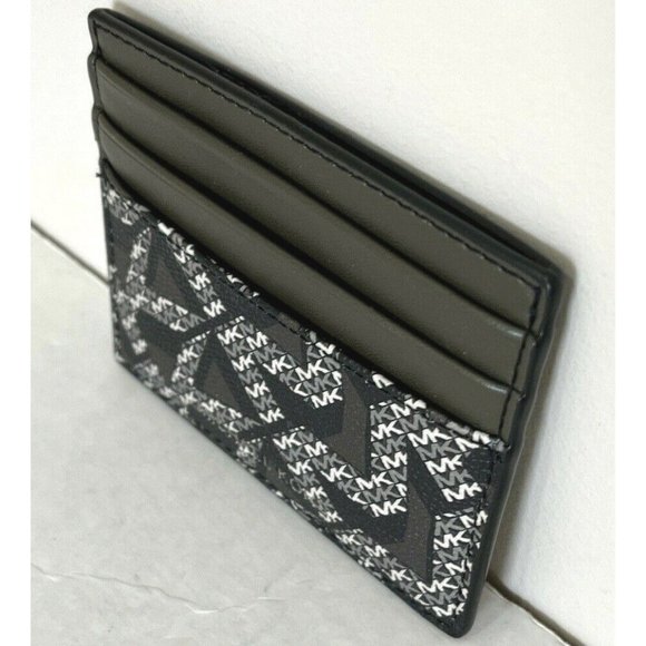 New Michael Kors Cooper Tall card case PVC with Leather Olive / Army Green Multi - Picture 3 of 3